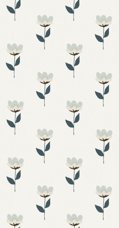 Behang Retro Bloem Blauw