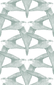 White Birds Celadon Mural