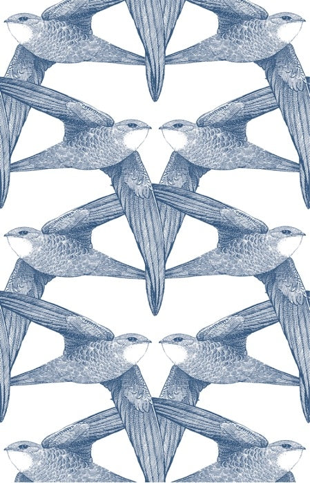 White Birds Indigo Mural