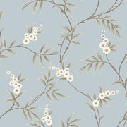 Boråstapeter Floral Tree — Adorn vliesbehang in blauw, sfeervolle slaapkamer