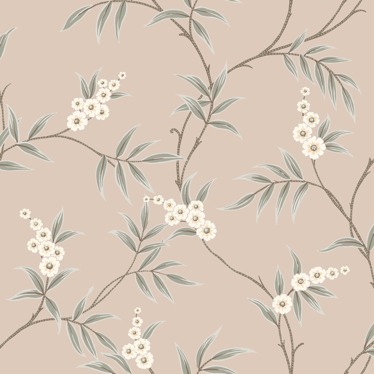 Boråstapeter Floral Tree — Adorn vliesbehang in roze, sfeervolle slaapkamer