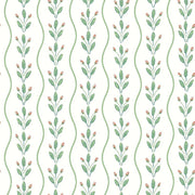 Boråstapeter Flower Buds — Adorn vliesbehang in groen, sfeervolle woonkamer