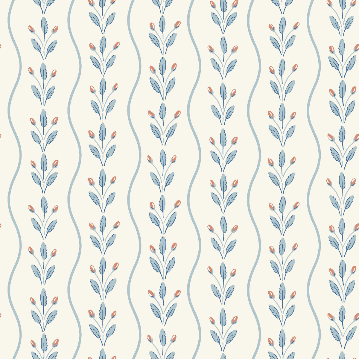 Boråstapeter Flower Buds — Adorn vliesbehang in blauw, sfeervolle eetkamer