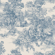 Boråstapeter Toile de Jouy — Adorn vliesbehang in blauw, sfeervolle woonkamer