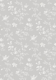 Boråstapeter Ängsblomma — Timeless Traditions vliesbehang in grijs, sfeervolle slaapkamer