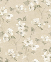 Boråstapeter Helen´s Flower — Cottage Garden vliesbehang in geel, sfeervolle slaapkamer