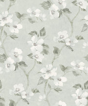 Boråstapeter Helen´s Flower — Cottage Garden vliesbehang in turquoise, sfeervolle slaapkamer