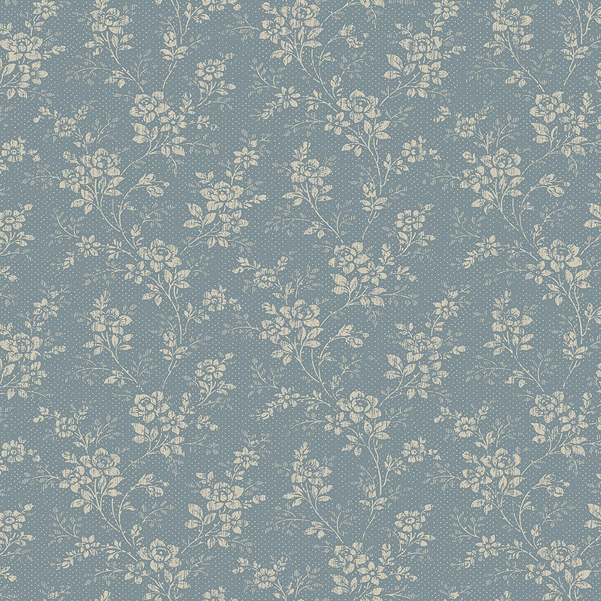 Boråstapeter Hip Rose — Woodland vliesbehang in blauw, sfeervolle slaapkamer