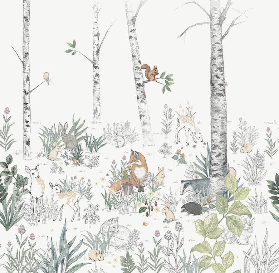 Boråstapeter Magic Forest Mural — Newbie Wallpaper vliesbehang in multi, sfeervolle kinderkamer