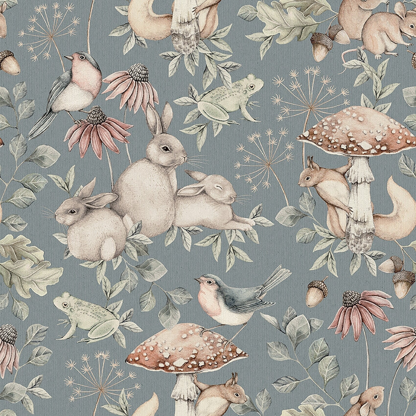 Boråstapeter Minou — Newbie Wallpaper vliesbehang in blauw, sfeervolle kinderkamer
