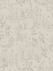 Boråstapeter Forest Friends — Newbie Wallpaper vliesbehang in beige, sfeervolle kinderkamer