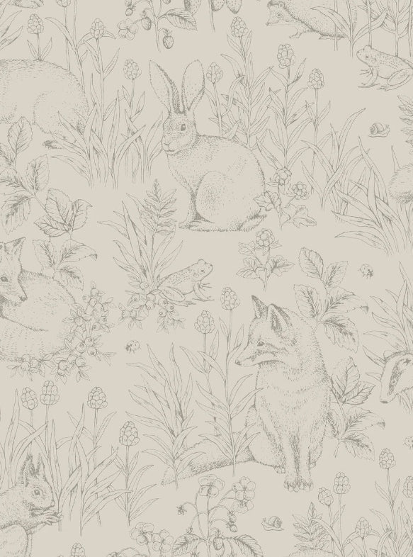 Boråstapeter Forest Friends — Newbie Wallpaper vliesbehang in beige, sfeervolle kinderkamer