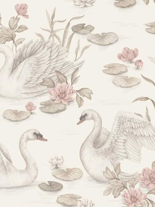 Boråstapeter Lily Swan — Newbie Wallpaper vliesbehang in multi, sfeervolle slaapkamer