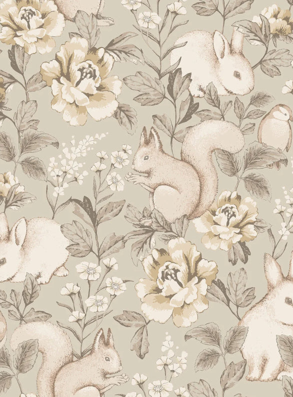 Boråstapeter Magic Forest — Newbie Wallpaper vliesbehang in beige, sfeervolle kinderkamer
