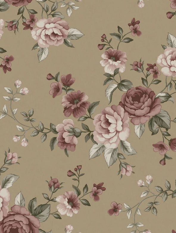 Boråstapeter Nomi — Newbie Wallpaper vliesbehang in bruin, sfeervolle slaapkamer