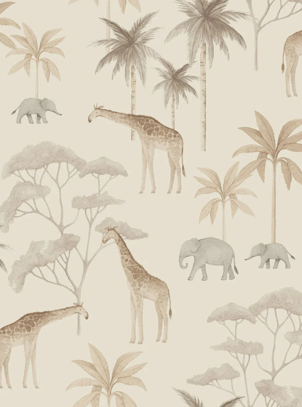 Boråstapeter Savannah — Newbie Wallpaper vliesbehang in beige, sfeervolle kinderkamer