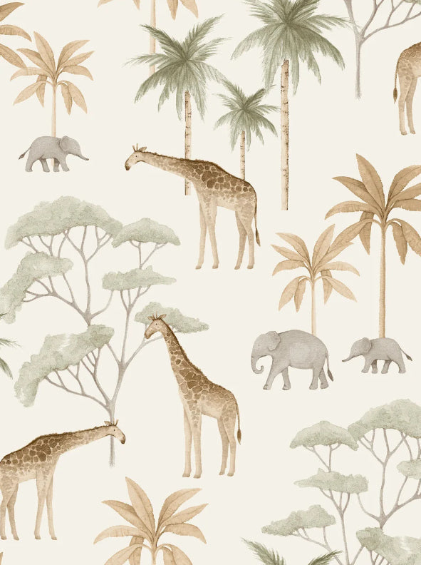 Boråstapeter Savannah — Newbie Wallpaper vliesbehang in wit, sfeervolle kinderkamer