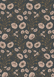 Boråstapeter Poppy Flow — Treasured vliesbehang in zwart, sfeervolle slaapkamer