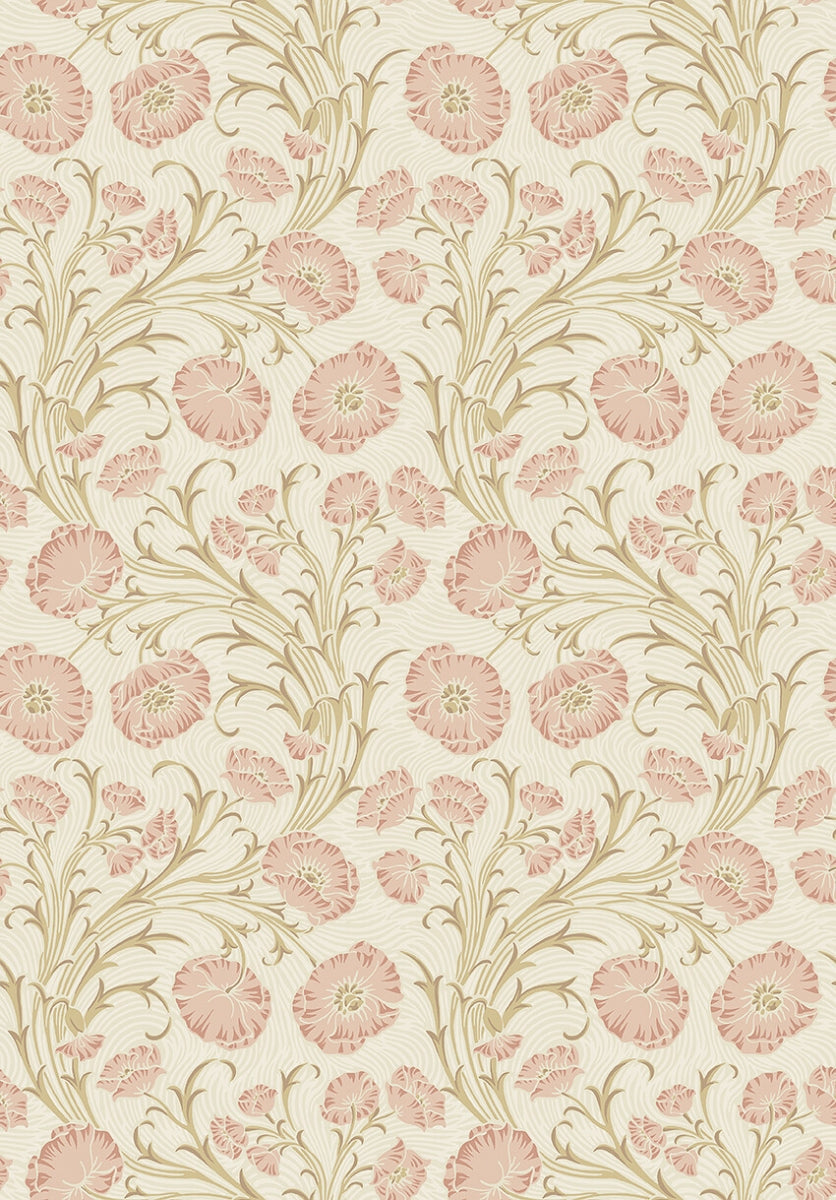 Boråstapeter Poppy Flow — Treasured vliesbehang in roze, sfeervolle slaapkamer