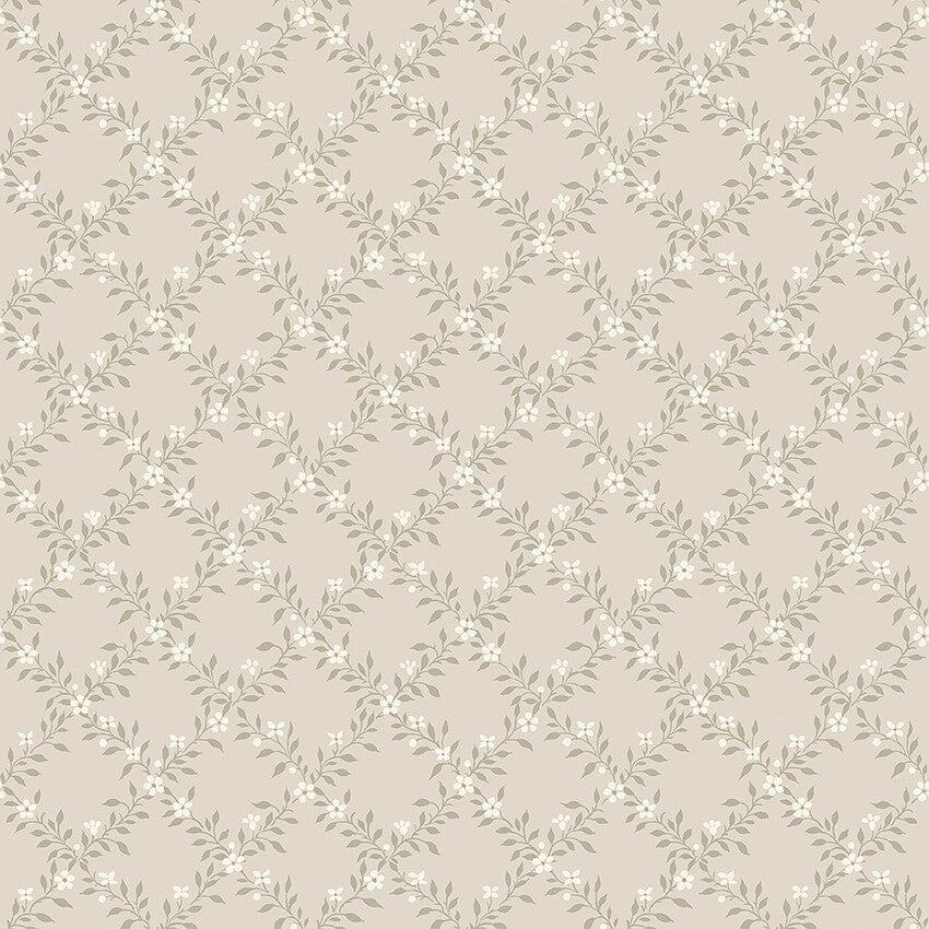 Boråstapeter Sommarslöja — Timeless Traditions vliesbehang in beige, sfeervolle slaapkamer