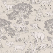 Dekornik Animals Natural Behang — Een natuurlijk behang met dierenvriendjes in aardse tinten, perfect voor een warme, rustige kinderkamer.