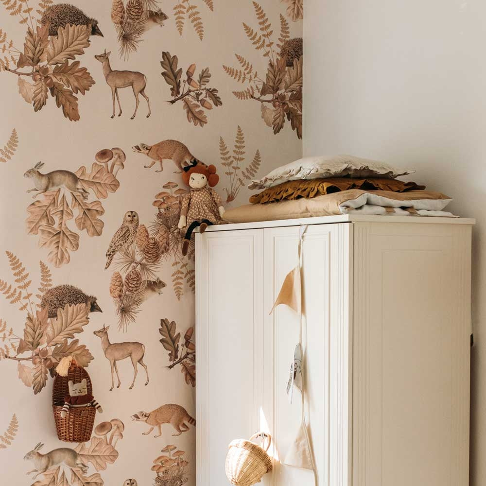 Autumn Forest With Animals Behang