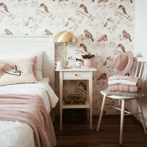Birds White-grey Behang