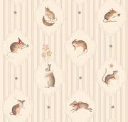 Dekornik Magic Mice Behang — Een speels behang met magische muisjes die tussen sterren en maantjes zweven, perfect voor een dromerige kinderkamer.
