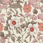 Dekornik Retro Bouquet Behang — Een nostalgisch behang met retro bloemboeketten in warme, verweerde kleuren, perfect voor een tijdloze, romantische kinderkamer.