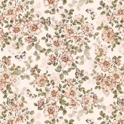 Dekornik Roses With Butterflies Behang — Een romantisch behang met rozen en vlinders in zachte roze en groene tinten, perfect voor een dromerige, botanische meisjeskamer.