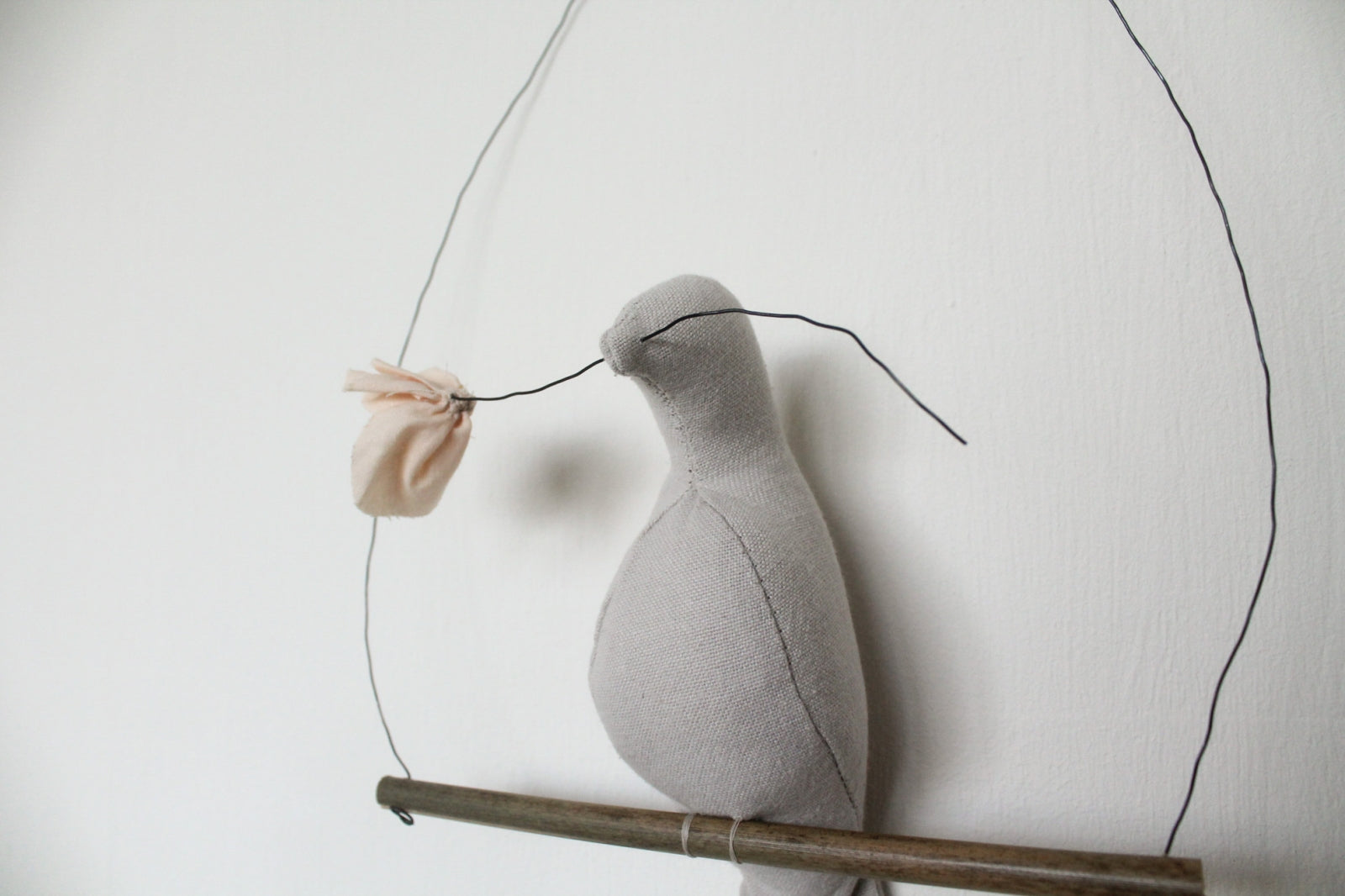 Mama Bird Pebble Grey Cotton Flower