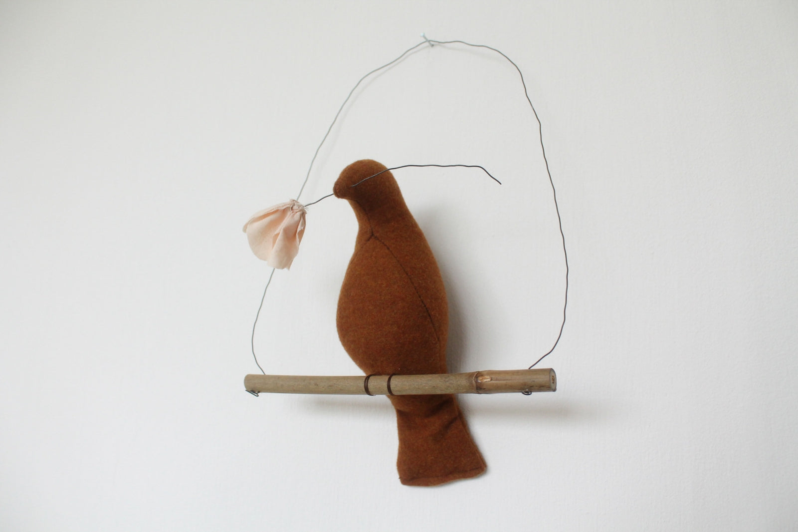 Mama Bird Tawny Brown Wool Flower