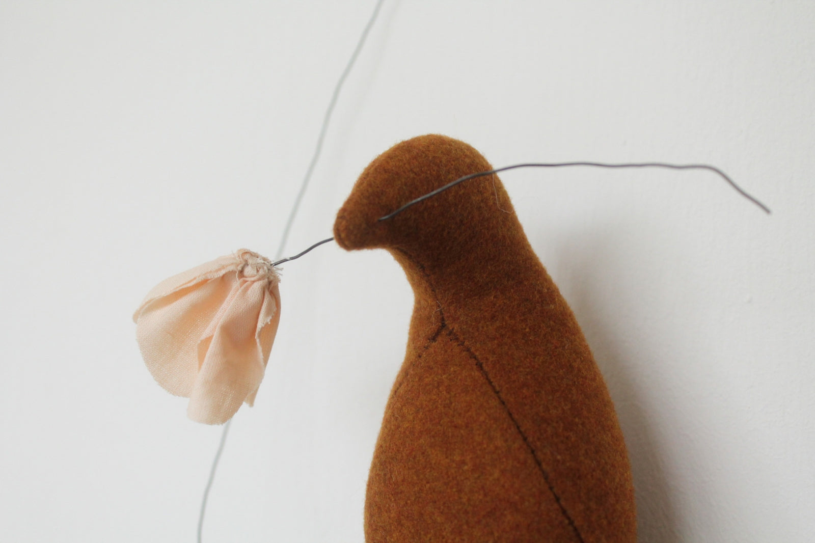 Mama Bird Tawny Brown Wool Flower