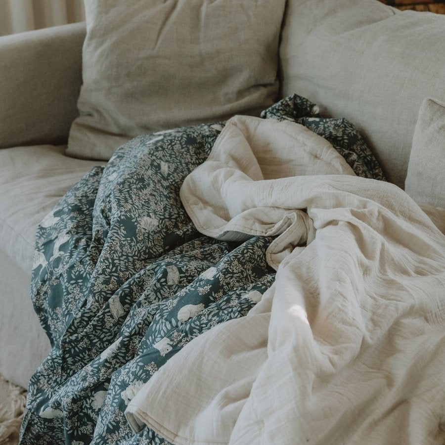 Eggshell Gevoerde Muslin Deken