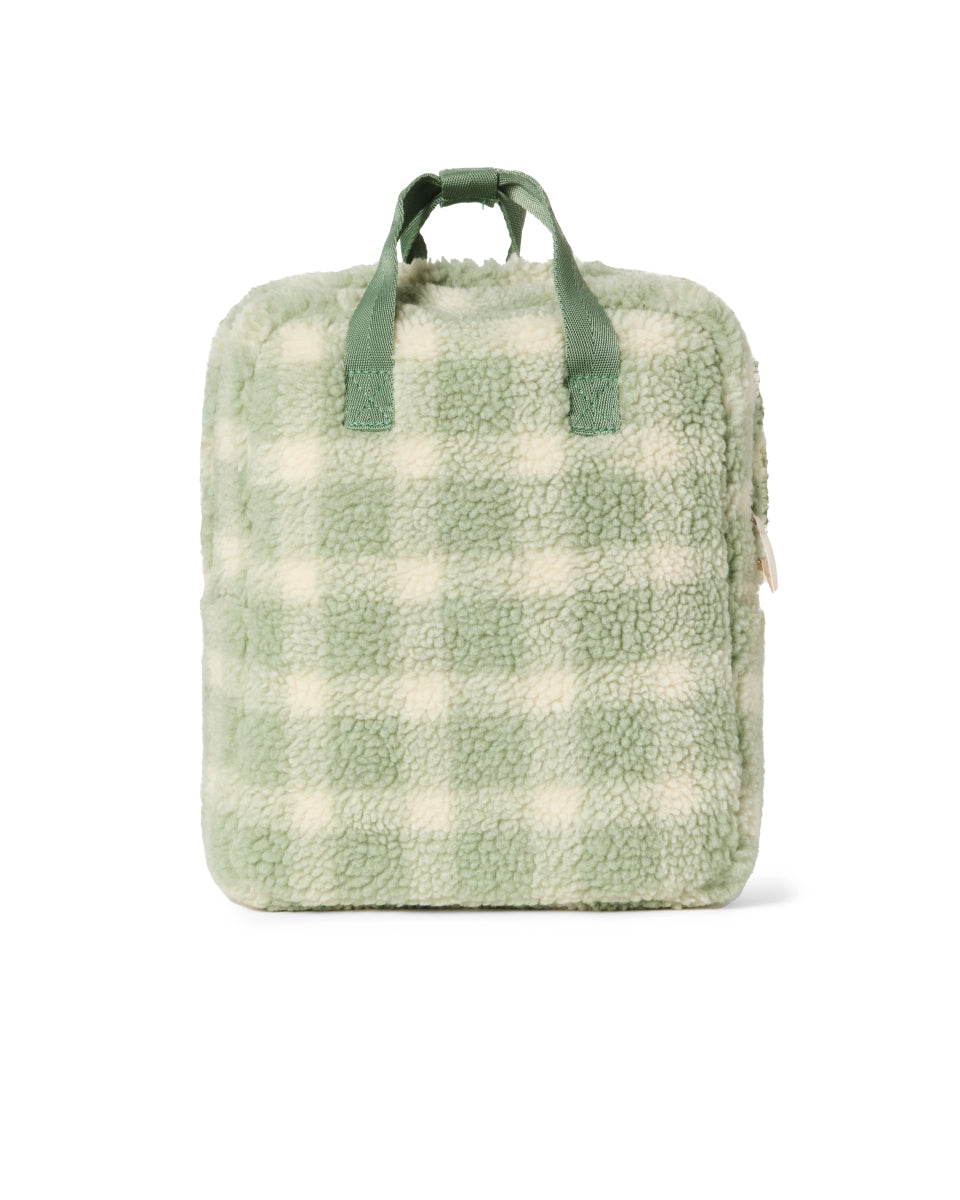 Kids Backpack Sage Check Pile
