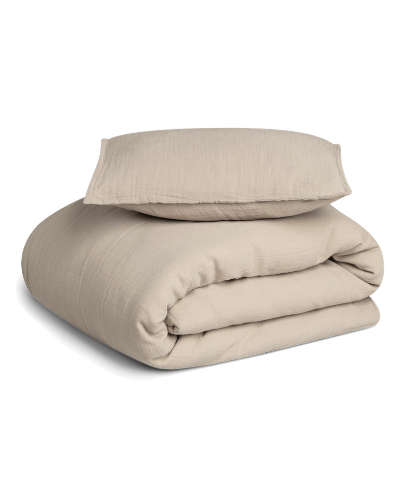 Olive Muslin Dekbedovertrek
