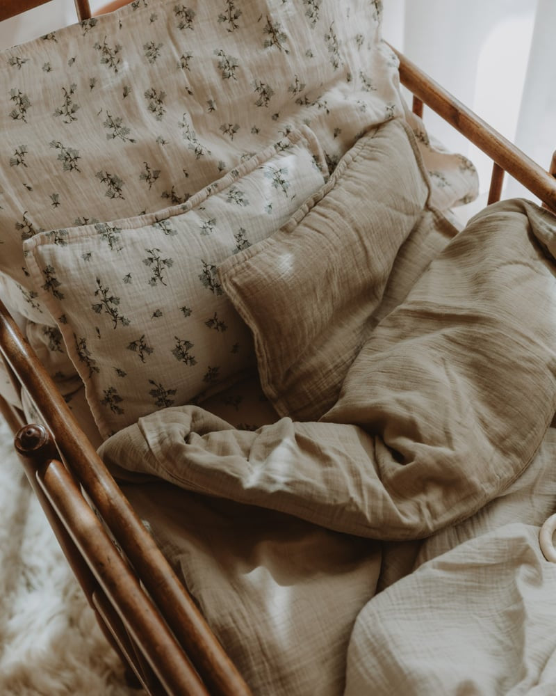 Olive Muslin Dekbedovertrek