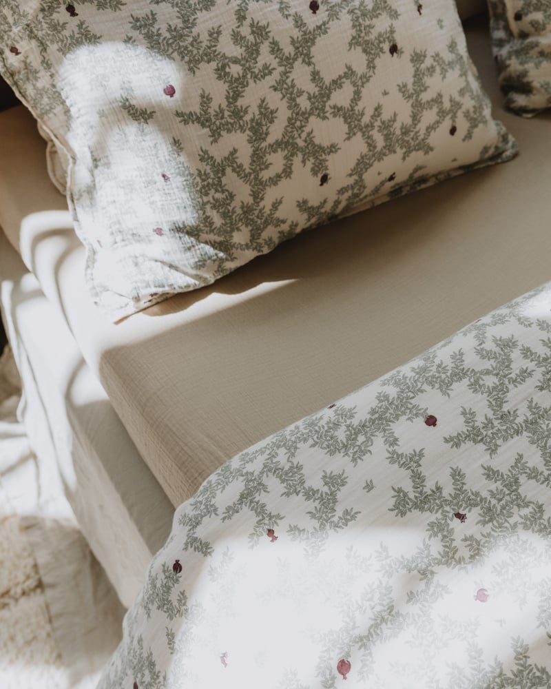 Olive Muslin Hoeslaken