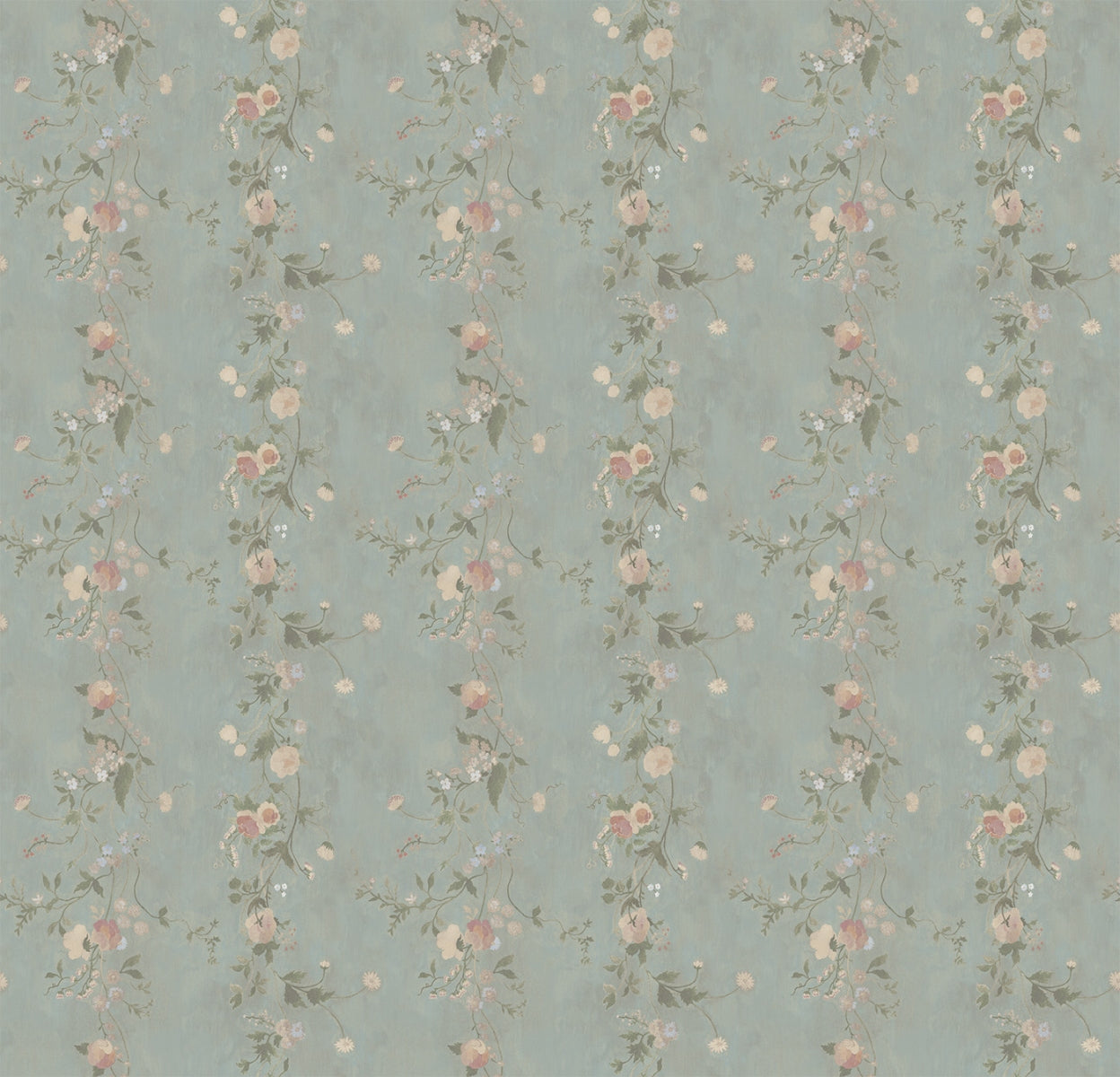 Floral Stripe Pale Turquoise