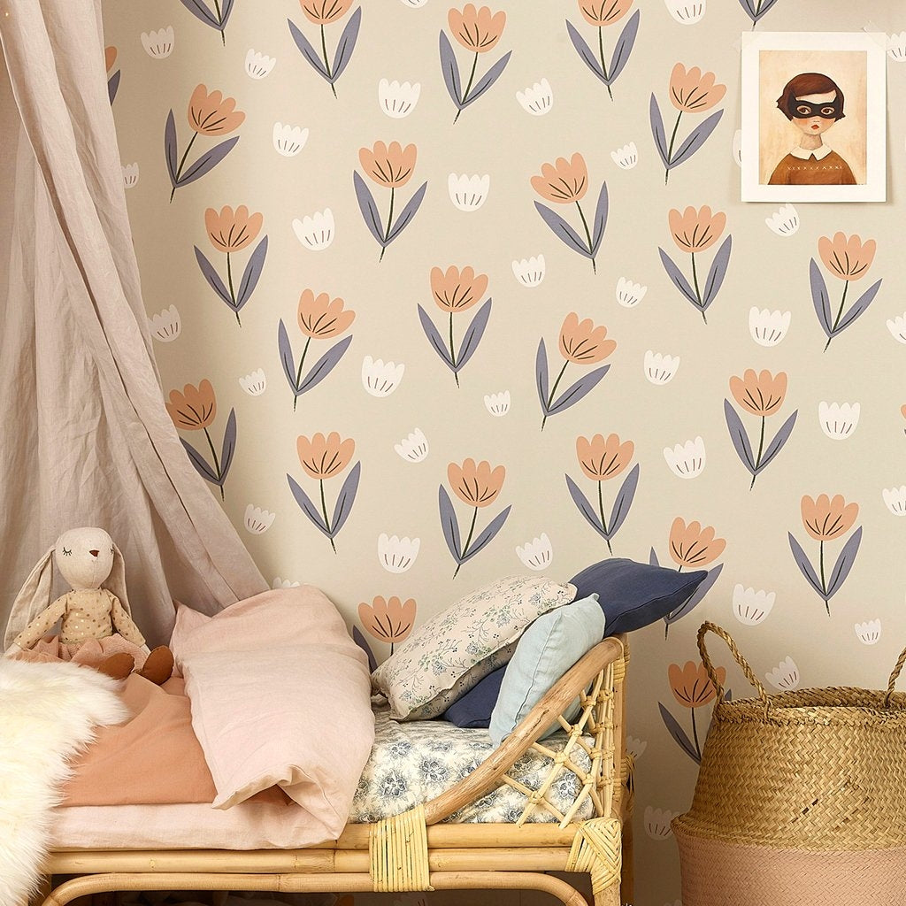 Fleur Behang Peach