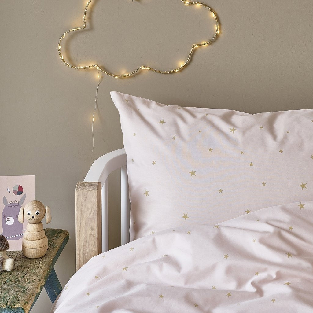 Starry Sky Organic Cotton Bed Linen Pale Rose/ Gold