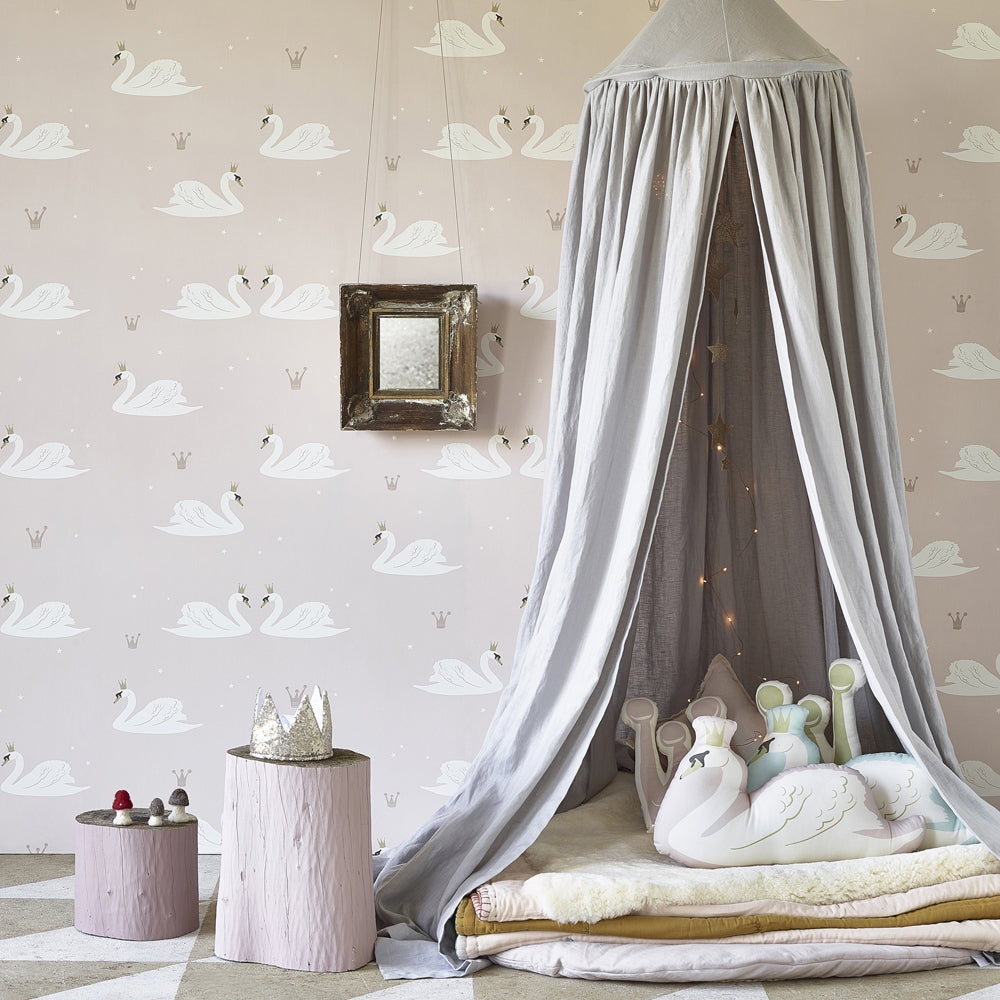 Swans Wallpaper Pale Rose