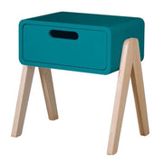 Nachtkastje Chevet Petit Robot Pieds Bois Naturel Blue Canard