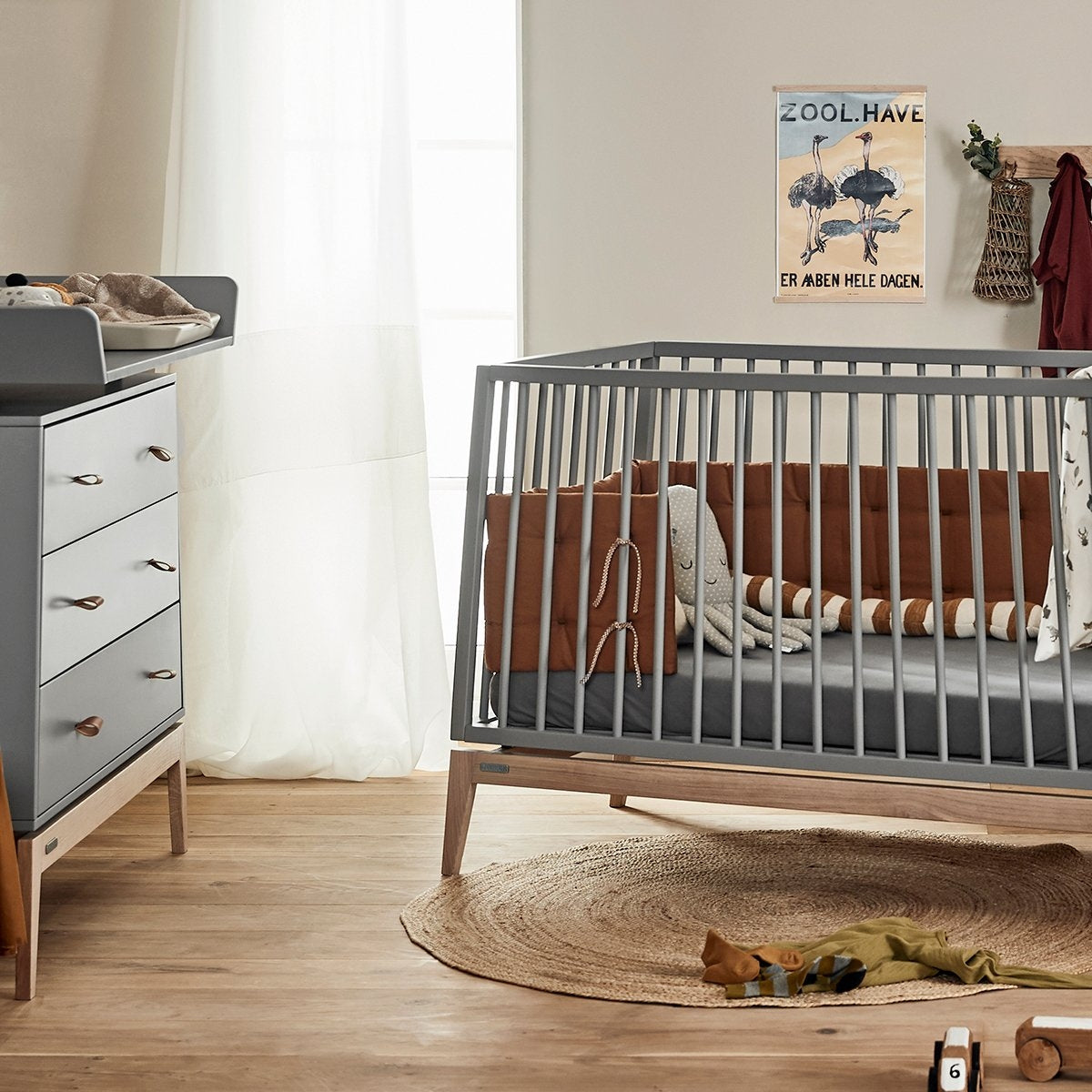 Leander Luna Baby Bed Large Grey/oak