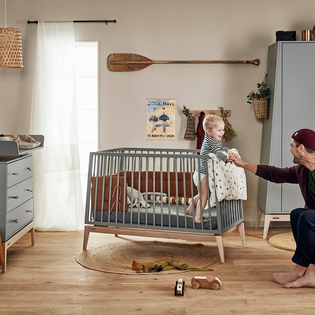 Leander Luna Baby Bed Small Grey/oak