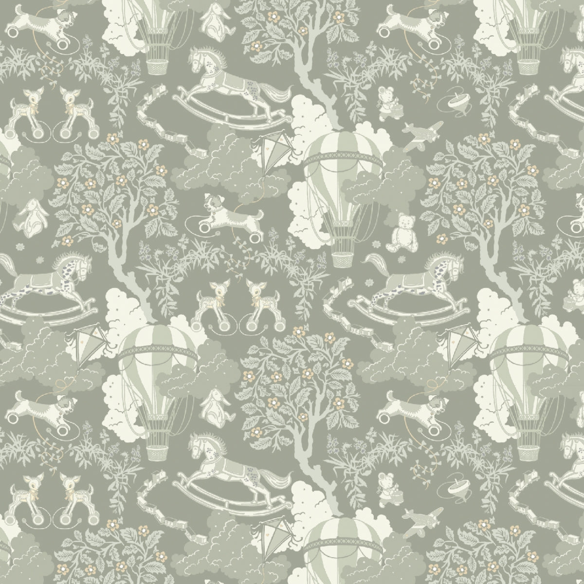 Behang Dreamy Toys-groen