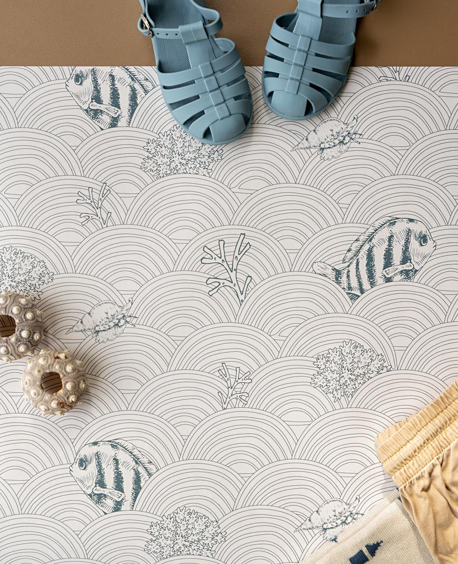 Behang Fishy Waves-blauw