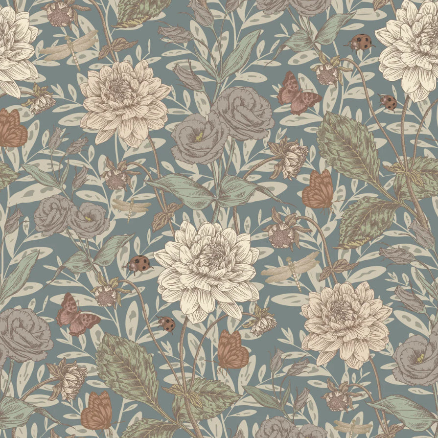 Behang Floral Spring Blue