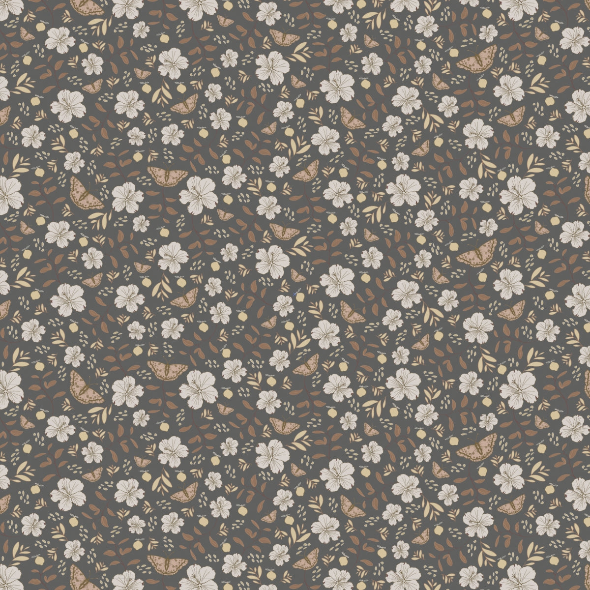 Behang Little Flower Garden-antraciet
