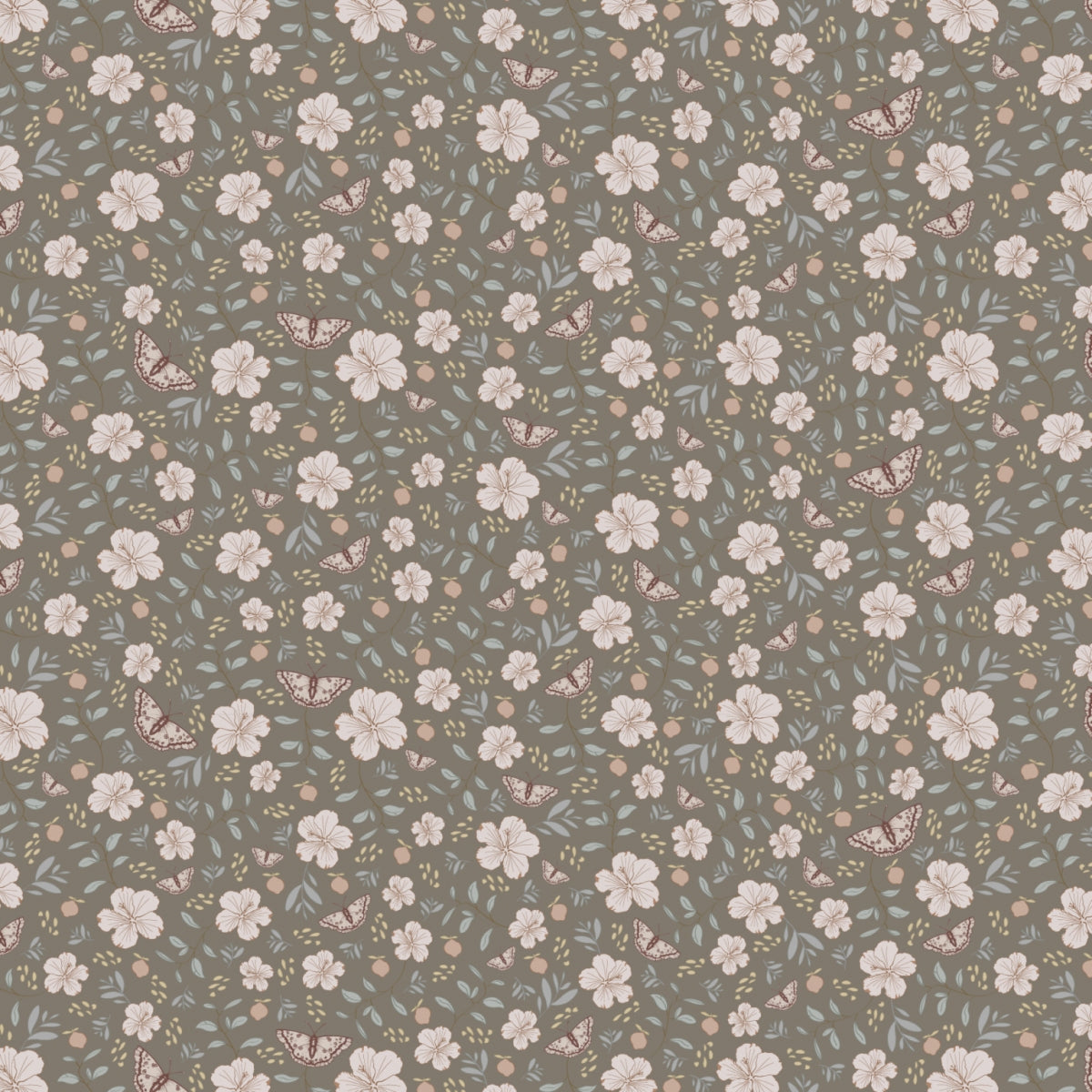 Behang Little Flower Garden-bruin/roze